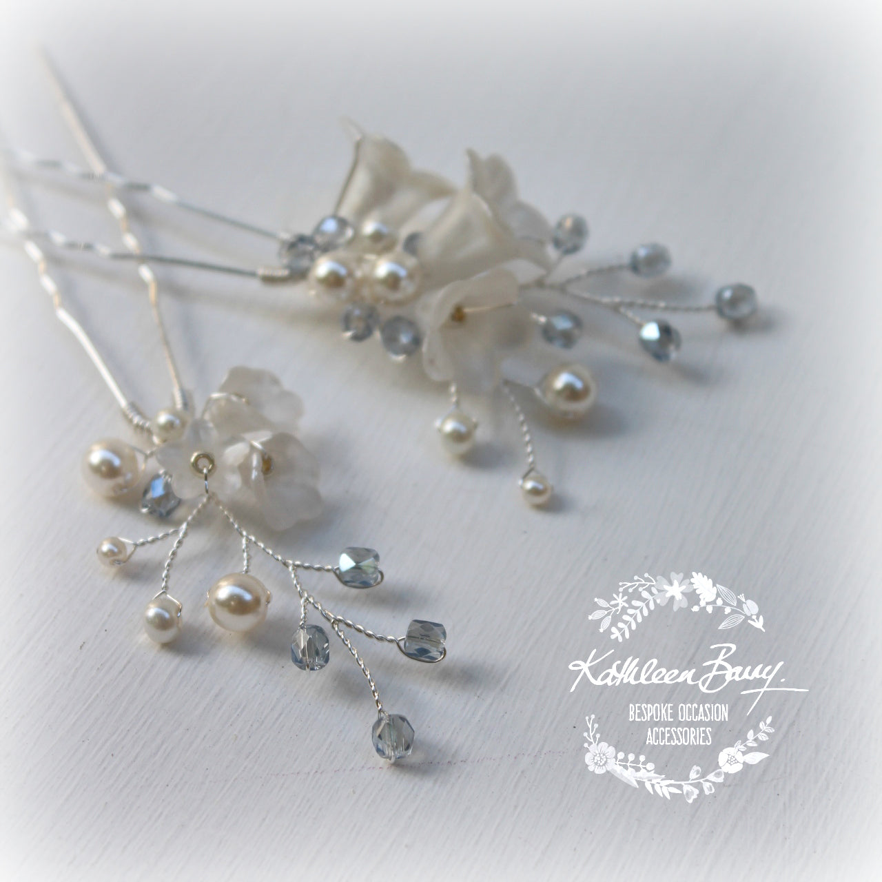 Monica pale blue hair pins mix and match - 3 styles - Rose gold, Gold or silver (sold individually)