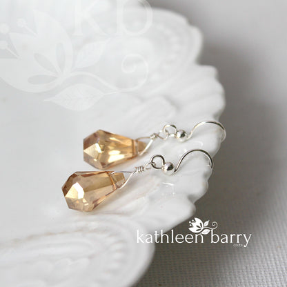 Monique Earrings - Gold, rose gold or silver finish - Champagne or blue crystals