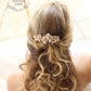 Nadine Floral leaf hair comb crystal & pearl - Rose gold, gold or silver - 7 pearl colors