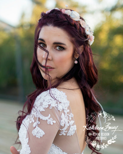 Nicci Bridal flower crown wreath - colors to order - Rose Gold - muted colors