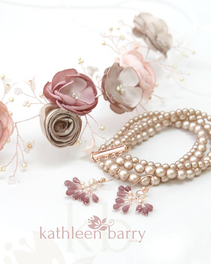 Nicci Bridal flower crown wreath - colors to order - Rose Gold - muted colors