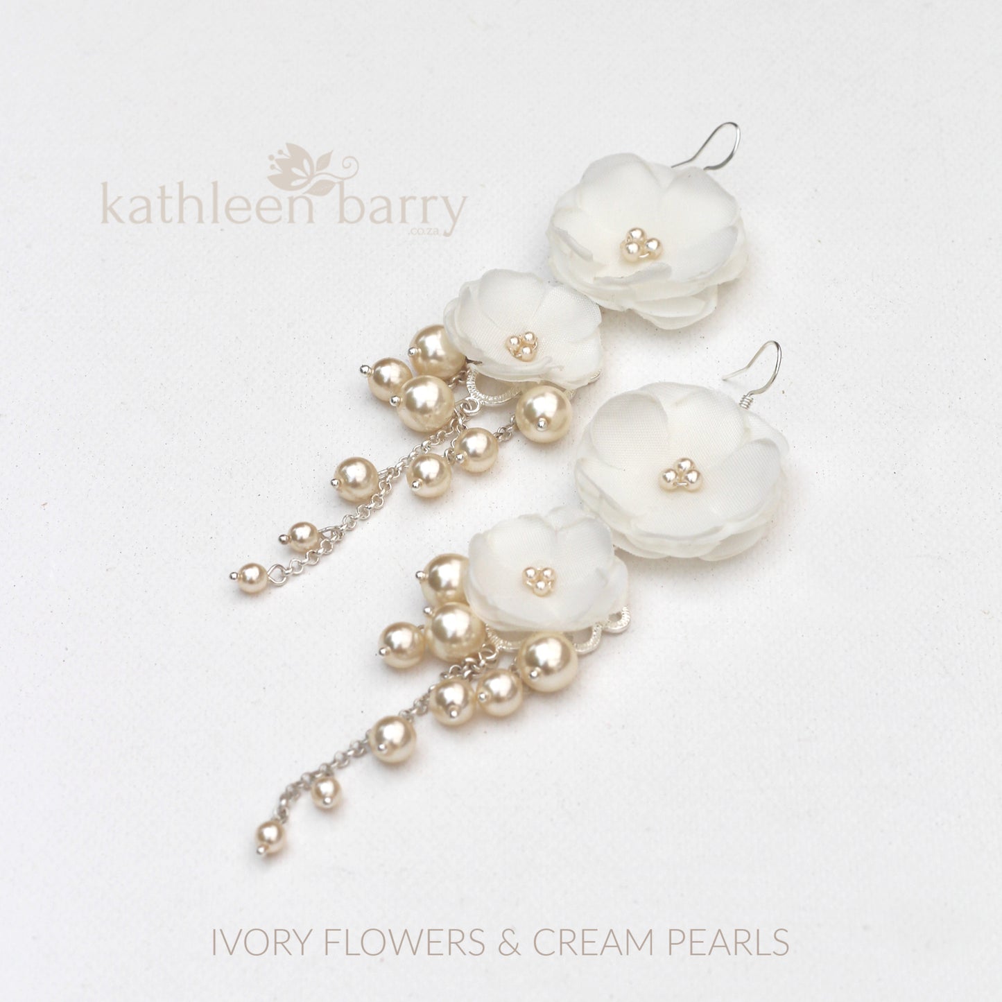 Odette flower and pearl chandelier statement earrings -  Color options available