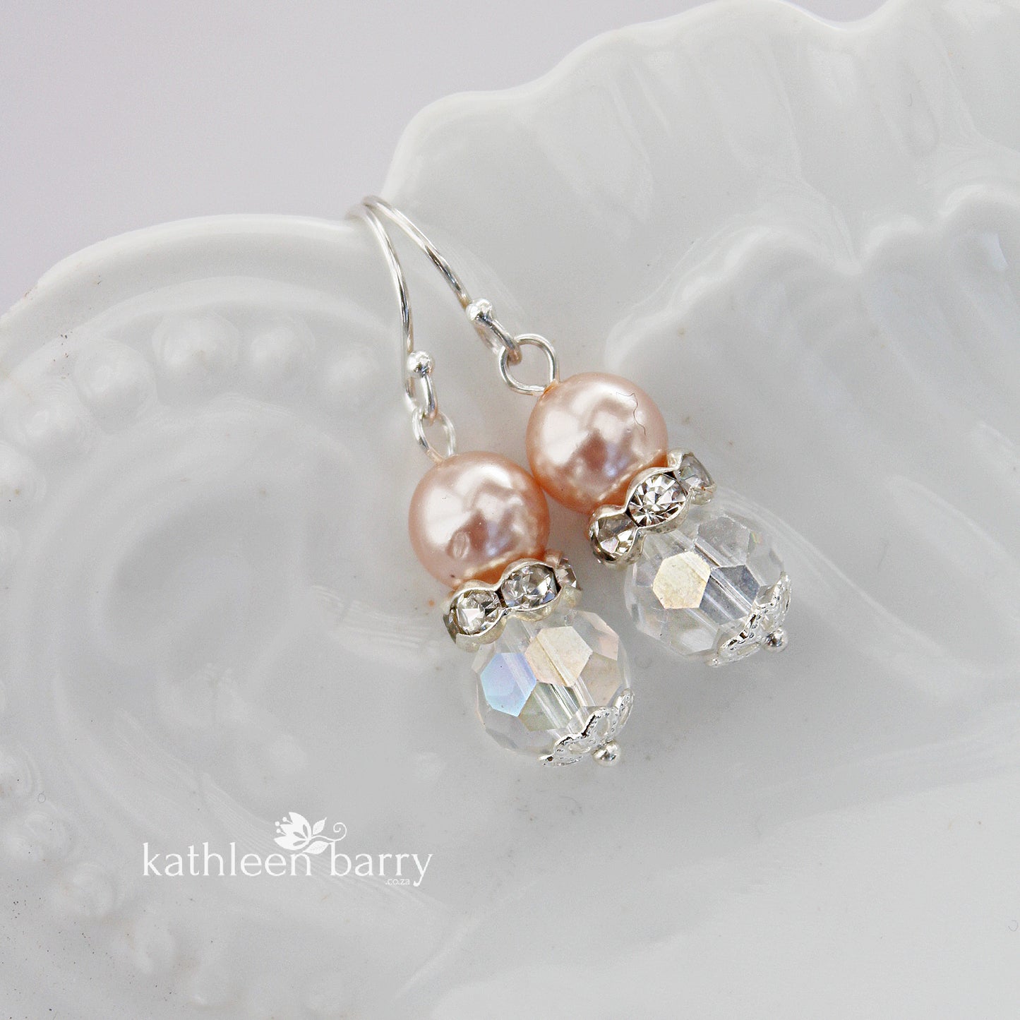 Linda dainty crystal pearl earrings - Sliver only perfect Bridesmaid gift