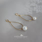 Payten gold or silver finish hoop pearl dop earrings with Cubic zirconia stud (two pearl size options)