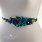 Peacock Wedding dress sash belt - floral with lace - Teal, indigo, emerald green, Ivory and cream - custom colors available