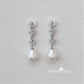 Hazel double Cubic Zirconia studs & pearl drop earrings and or necklace - Sterling silver + Nickel free