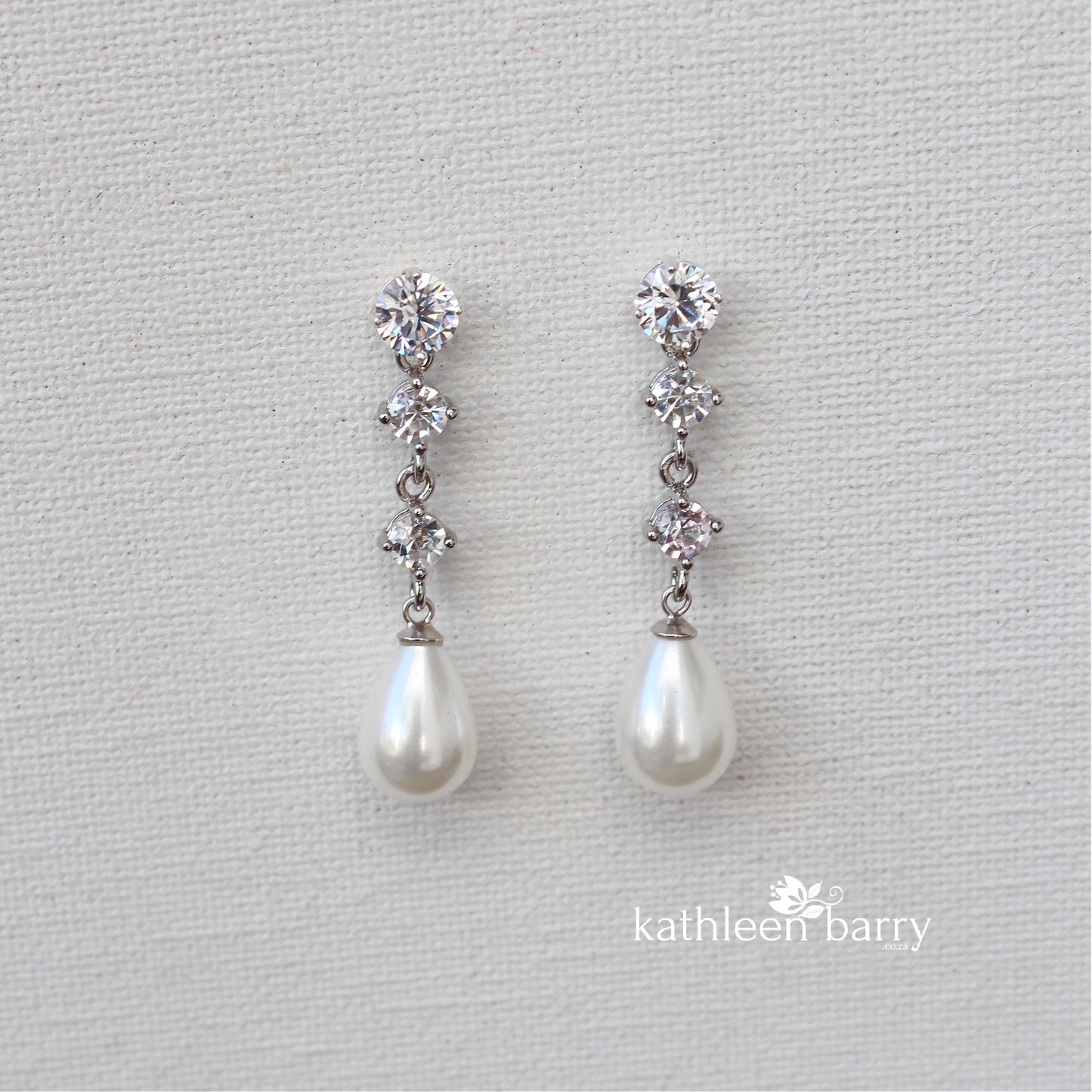 Hazel double Cubic Zirconia studs & pearl drop earrings - Sterling silver & gold plated option