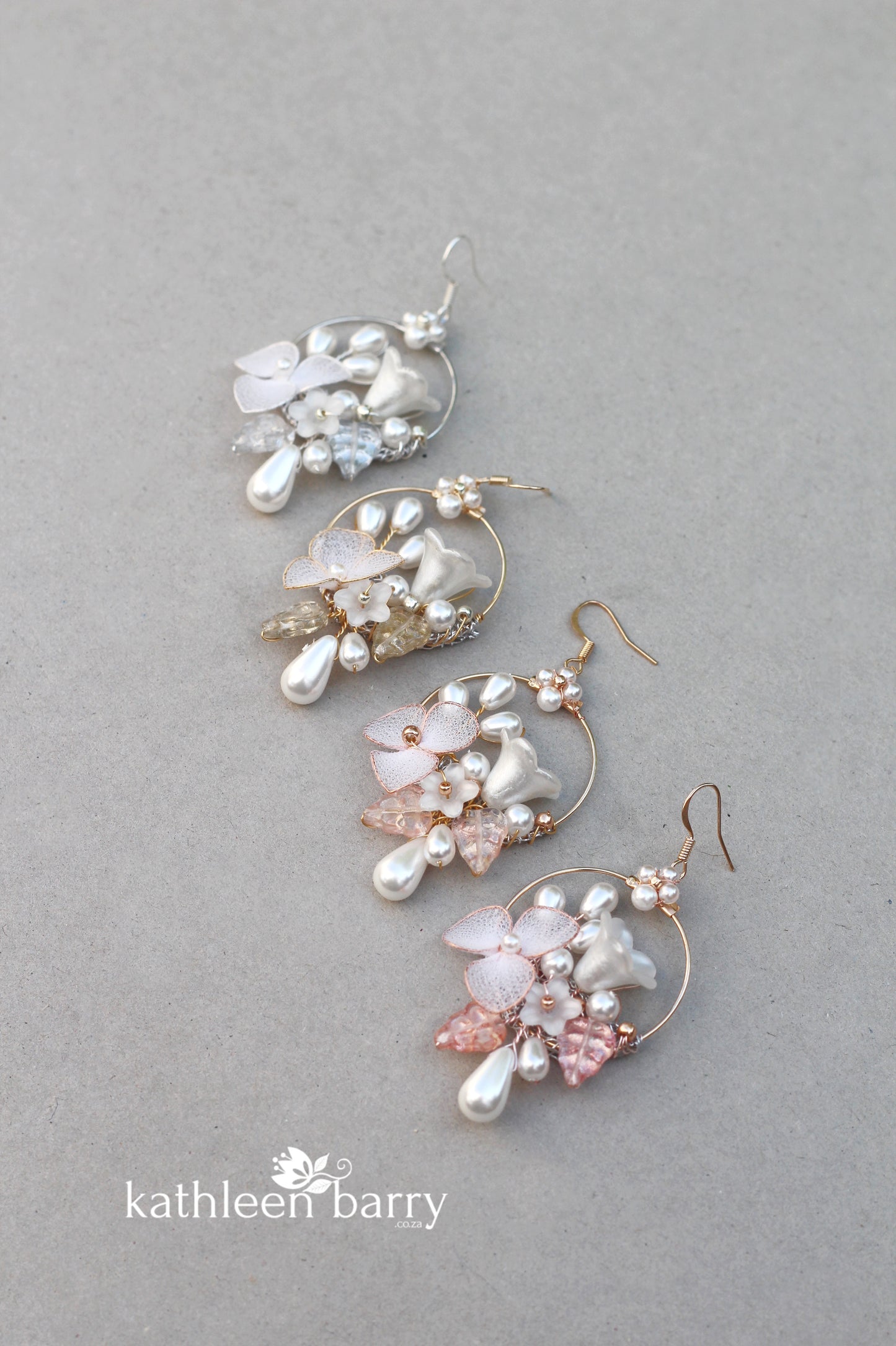 Phyllis floral hoop earrings - Available in gold, silver & rose gold - pearl color options