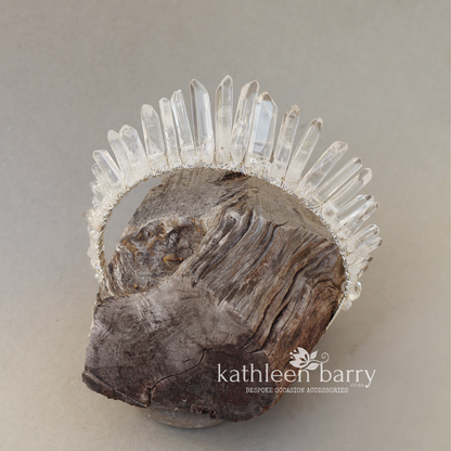 Crystal quartz bridal crown ready to ship - one only