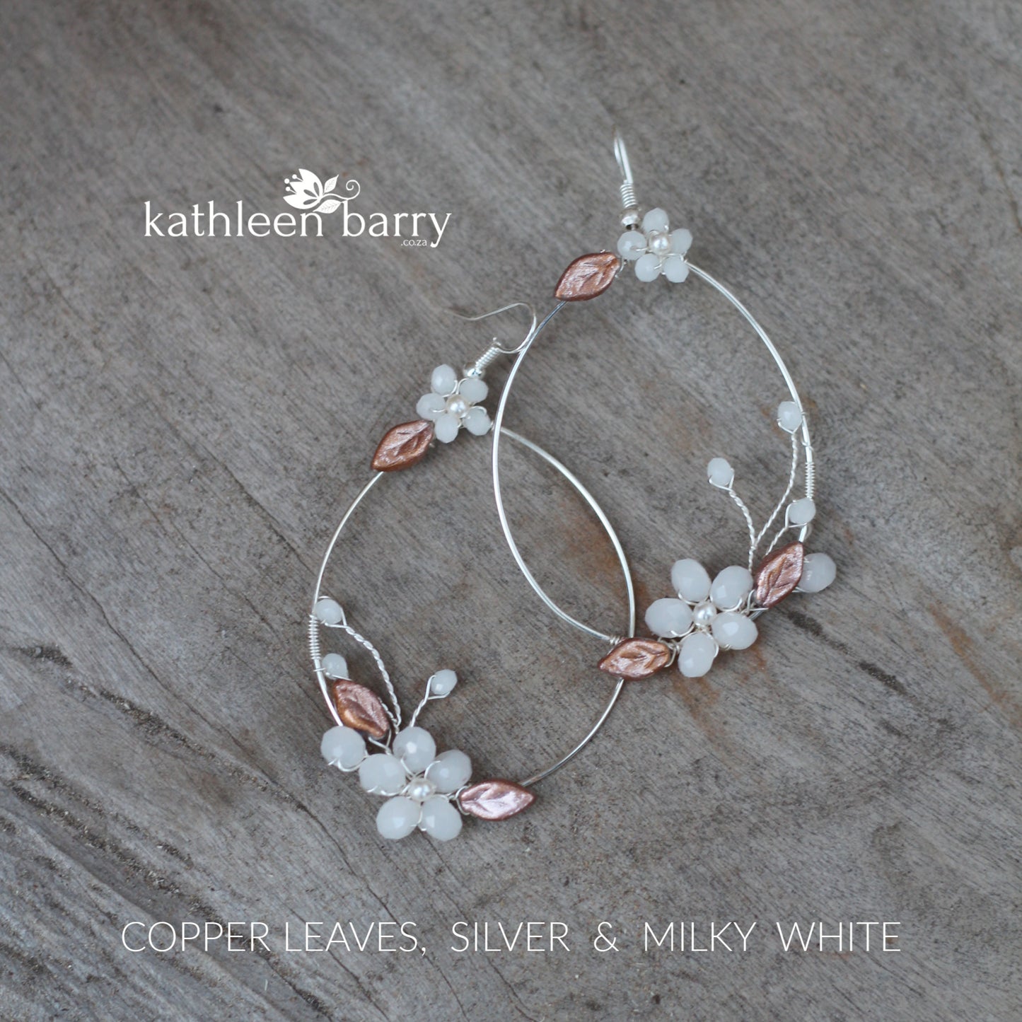 floral hoop statement  earrings copper