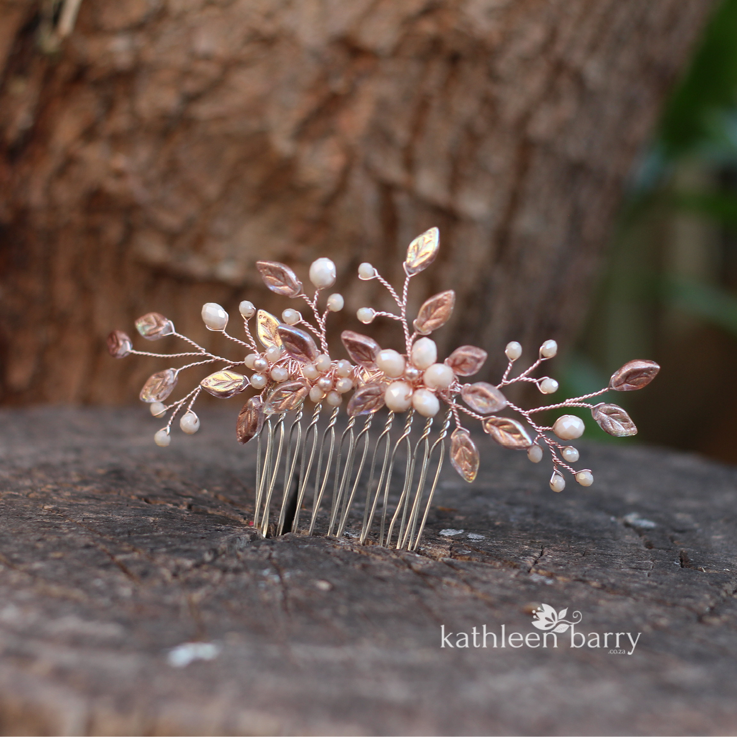 Blush pink nude rose gold bridal hair comb online