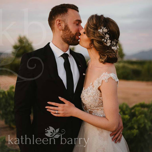 Vikki Laurel style flower wreath- Ivory and rose gold (custom options available)