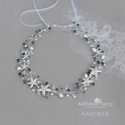 Rhoda Bridal wreath Beach wedding silver turquoise starfish detailing - assorted color options
