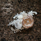 Rose bridal hairpiece floral - veil comb wedding hair accessory - ivory oyster pebble taupe