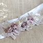 Laurie Dusty Rose Soft Mauve Wedding Dress Sash Bridal Belt, Floral with lace detail