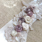 Laurie Dusty Rose Soft Mauve Wedding Dress Sash Bridal Belt, Floral with lace detail