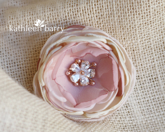 Rose gold dusty pink champagne blush pink - dual purpose hair clip & brooch pin