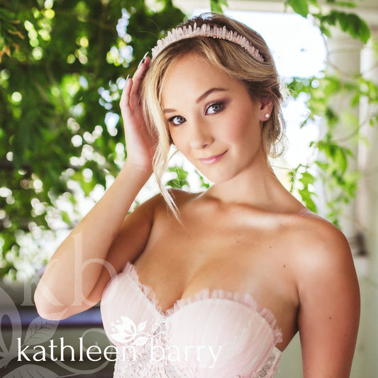 Rose quartz gemstone crown - rose gold