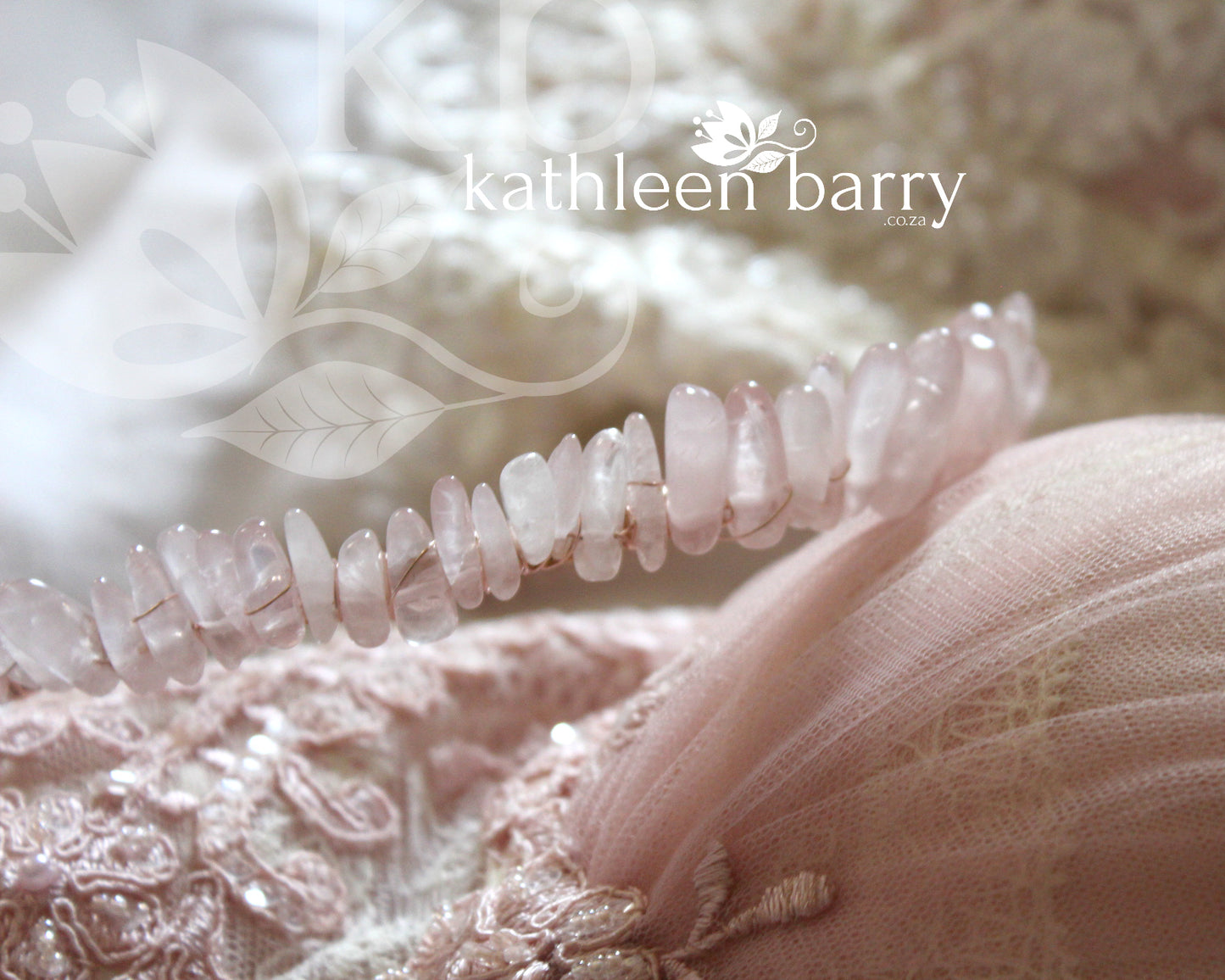 Rose quartz gemstone crown - rose gold