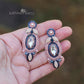 blush pink rose gold navy blue wedding jewellery earring set