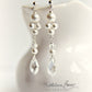 Lauren drop crystal pearl earrings -  SILVER, ROSE GOLD OR GOLD (7 PEARL COLORS AVAILABLE)