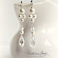 Lauren drop crystal pearl earrings - Silver, Gold, Rose gold or copper finish - assorted pearl color options