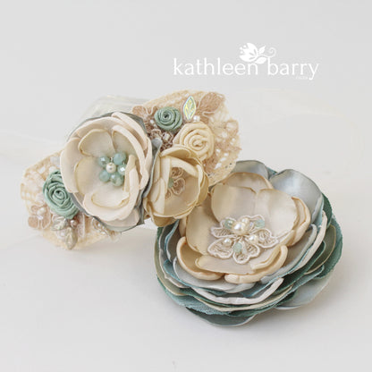 Sage green hair flower or brooch - Bride, flower girl, bridesmaid, mother of the bride or groom gifts