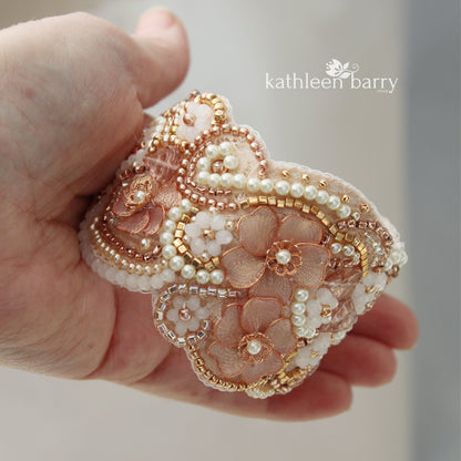 Saleo floral lace cuff bracelet - pearl crystal embellished, custom colors available