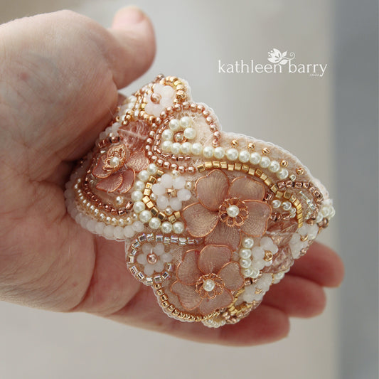 Saleo floral lace cuff bracelet - pearl crystal embellished, custom colors available