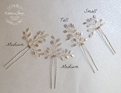 Sarah-Faye Leaf hair pins - Options Rose gold, gold, silver - sold individually
