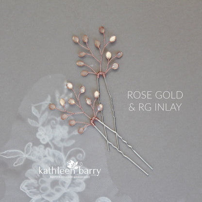 Sarah-Faye Leaf hair pins - Options Rose gold, gold, silver - sold individually