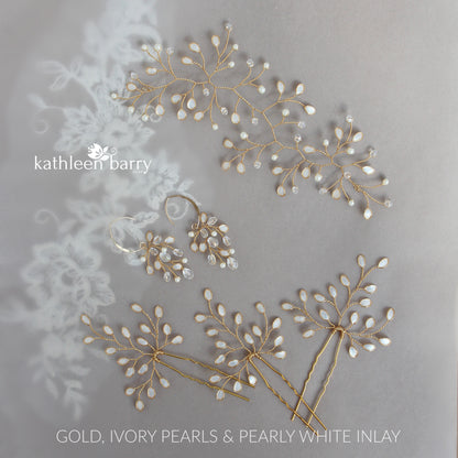 Sarah-Faye Leaf hair pins - Options Rose gold, gold, silver - sold individually