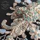 Lace hairpiece seafoam green  veil comb - white gold, sea foam green, turquoise