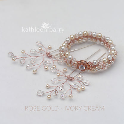 Shannon Crystal Pearl Pin - Sold Individually - Rose gold, gold or silver - 7 pearl colors available