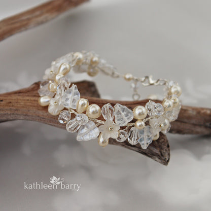 Shelby floral and leaf bracelet - color & metallic options available