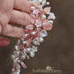 Shelby floral necklace - Flowers, leaves, crystals and pearls in rose gold, gold or silver finish