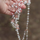 Shelby floral necklace - Flowers, leaves, crystals and pearls in rose gold, gold or silver finish
