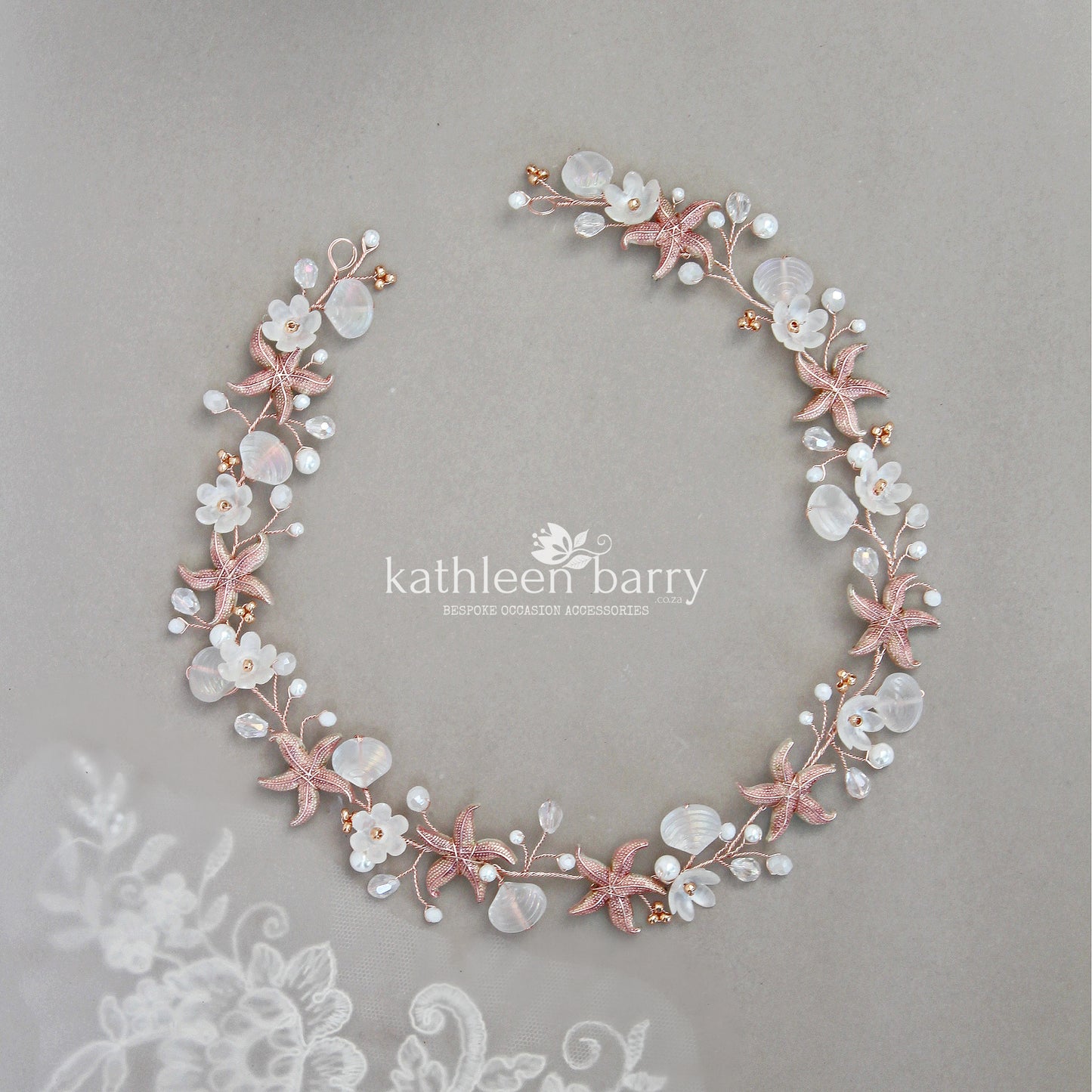 Pernille Bridal wreath Beach wedding, crown, circlet, assorted colors silver, gold, rose gold starfish - colors to order