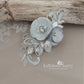 Shauna floral lace hair clip - Silver grey and pale blue, opalecent crystals (colors on request)