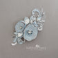 Shauna floral lace hair clip - Silver grey and pale blue, opalecent crystals (colors on request)