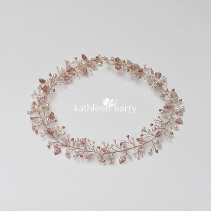 Simone dainty floral and leaf vine style hairpiece with optional chain detail - Assorted finishes