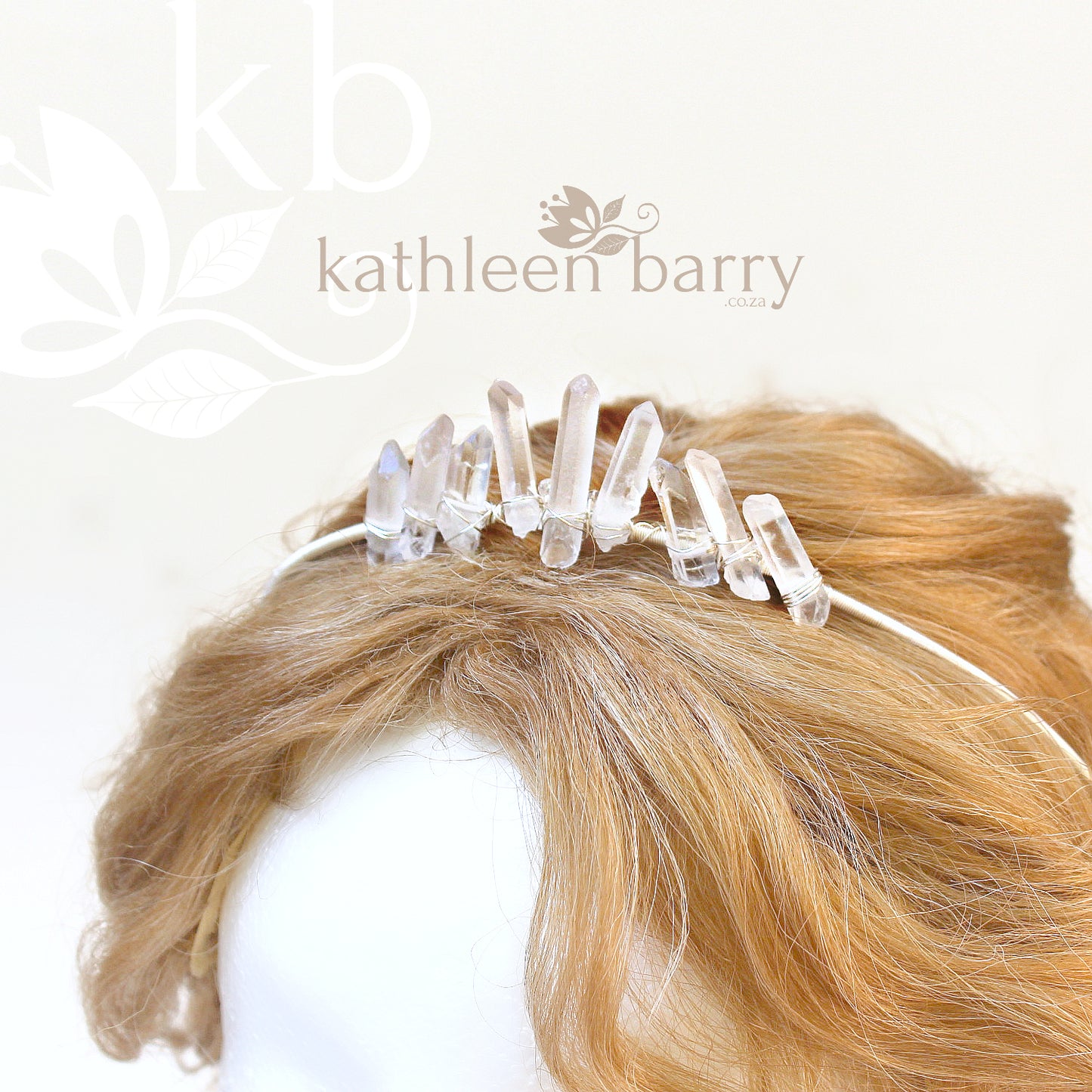 Simple Crystal quartz bridal crown headband