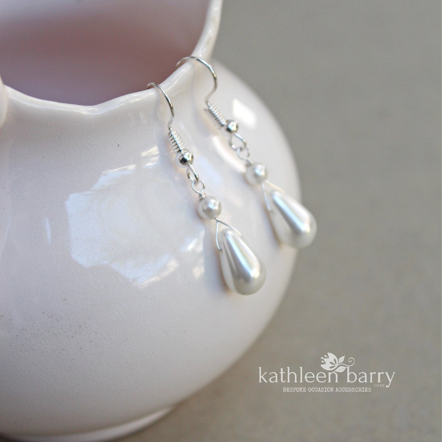 Jaclyn dainty pearl drop earrings - available in 3 pearl colors, rose gold, gold or silver finish