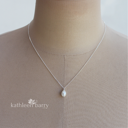 single pearl drop chain necklace dainty bridal jewellery idea kathleen barry
