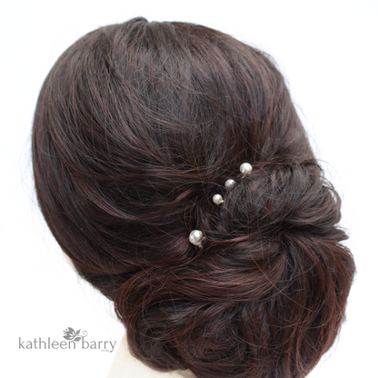 Simple pearl hair pin set of four - 3 pearl color options