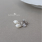 Simple pearl drop cubic zirconia stud earrings available in Silver finish only