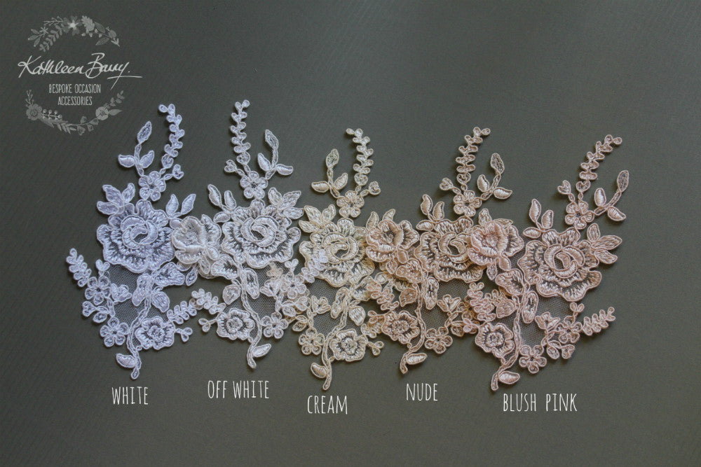 Carmen Lace bridal hairpiece clip  - Lace, pearl and metallic color options available