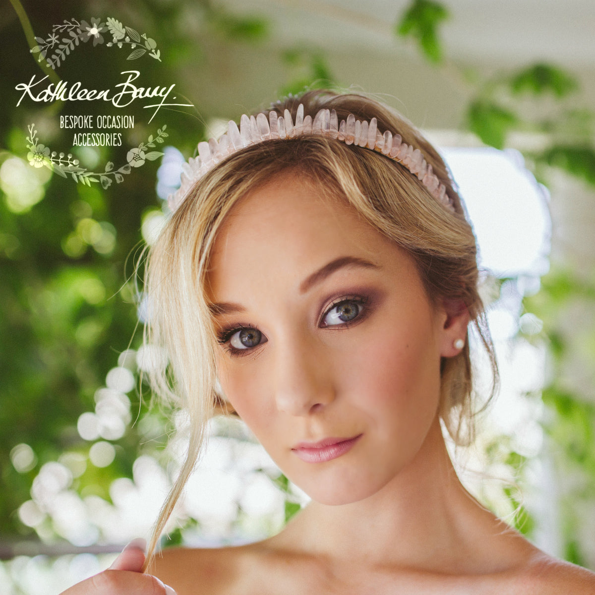 Rose quartz gemstone crown - rose gold