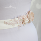 Wedding dress sash bridal belt floral with lace - Blush pink - soft pink colors to order online