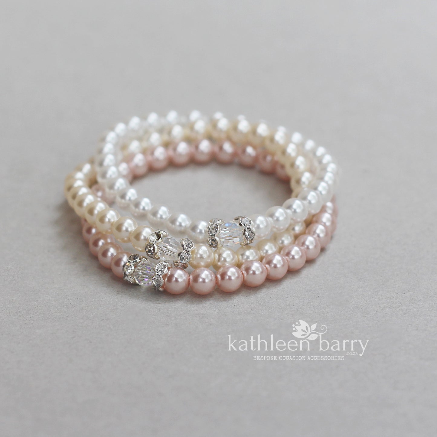 Pearl Stacking Bracelets - Bridesmaid gift - crystal and Rhinestone detail sold per each